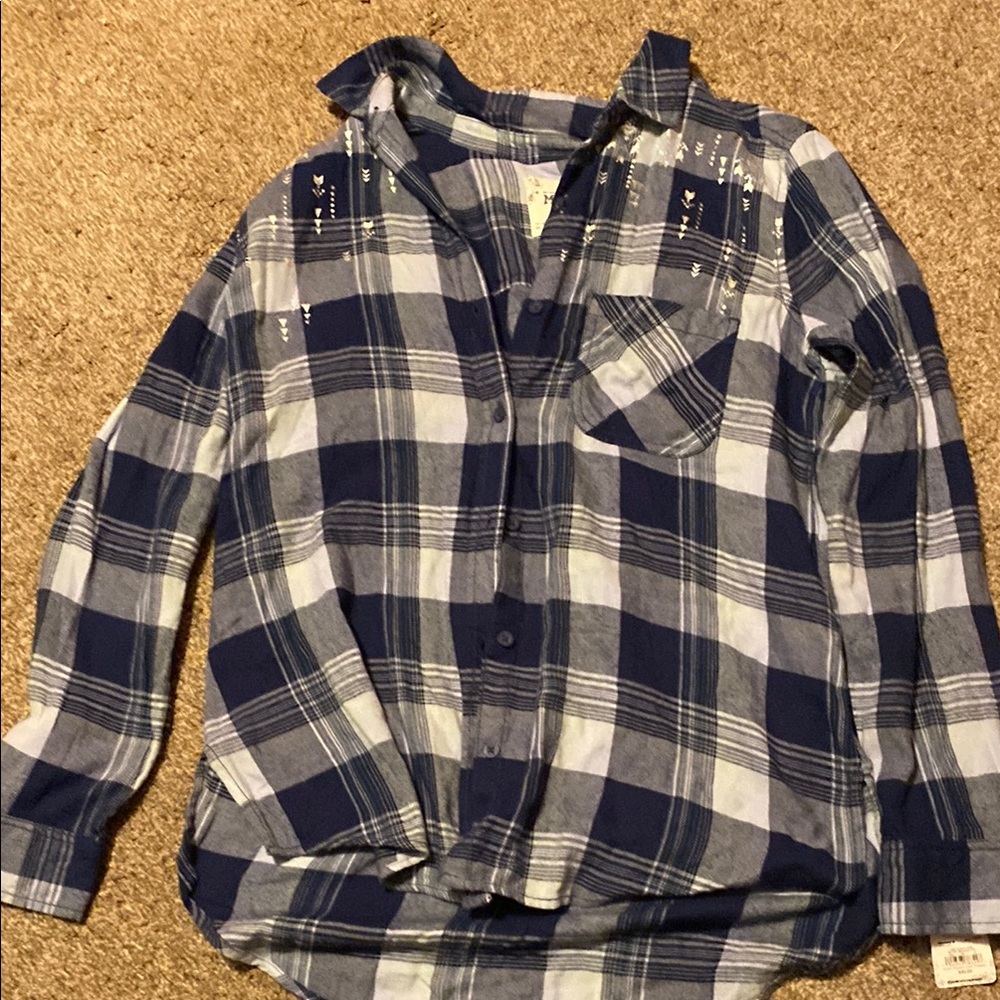 Mudd Blue Plaid button up Shirt